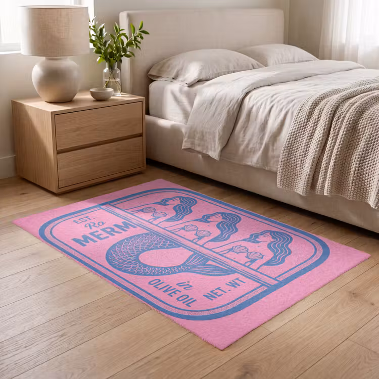 Vloerkleed - Meermin - Sardineblik - Illustratie - Roze - Retro — 5