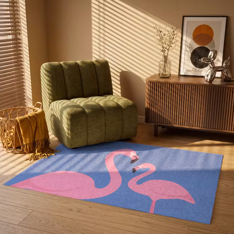 Vloerkleed - Vogel - Paar - Dieren - Modern - Roze — 2