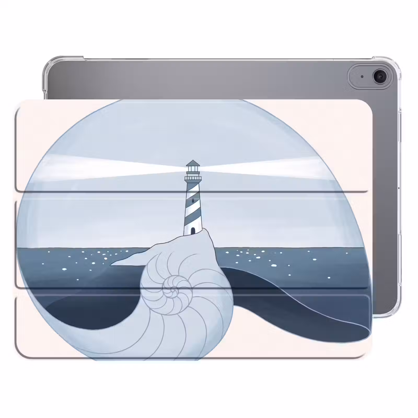 iPad hoes - Vuurtoren - Zee - Schelp - Abstract - Blauw — 1