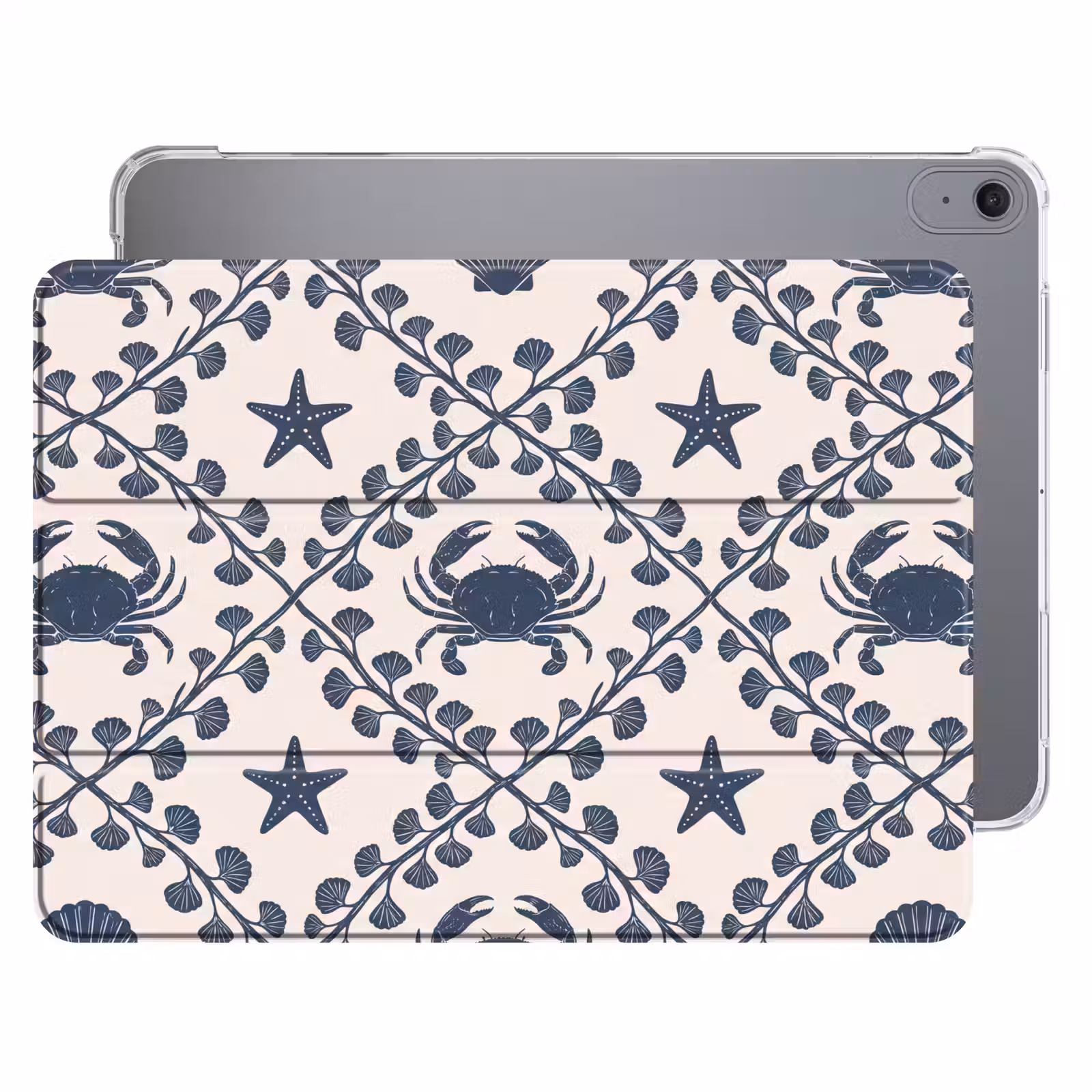 iPad hoes - Zee - Krab - Zeester - Patroon - Blauw — 1