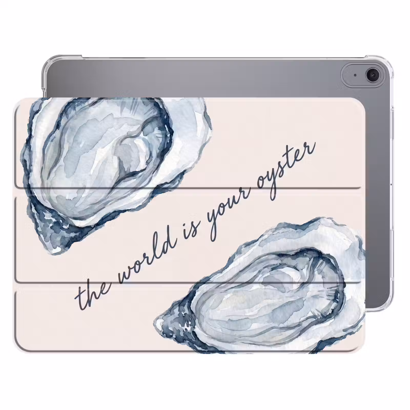 iPad hoes - Zeeleven - Oester - Aquarel - Minimalistisch - Blauw — 1