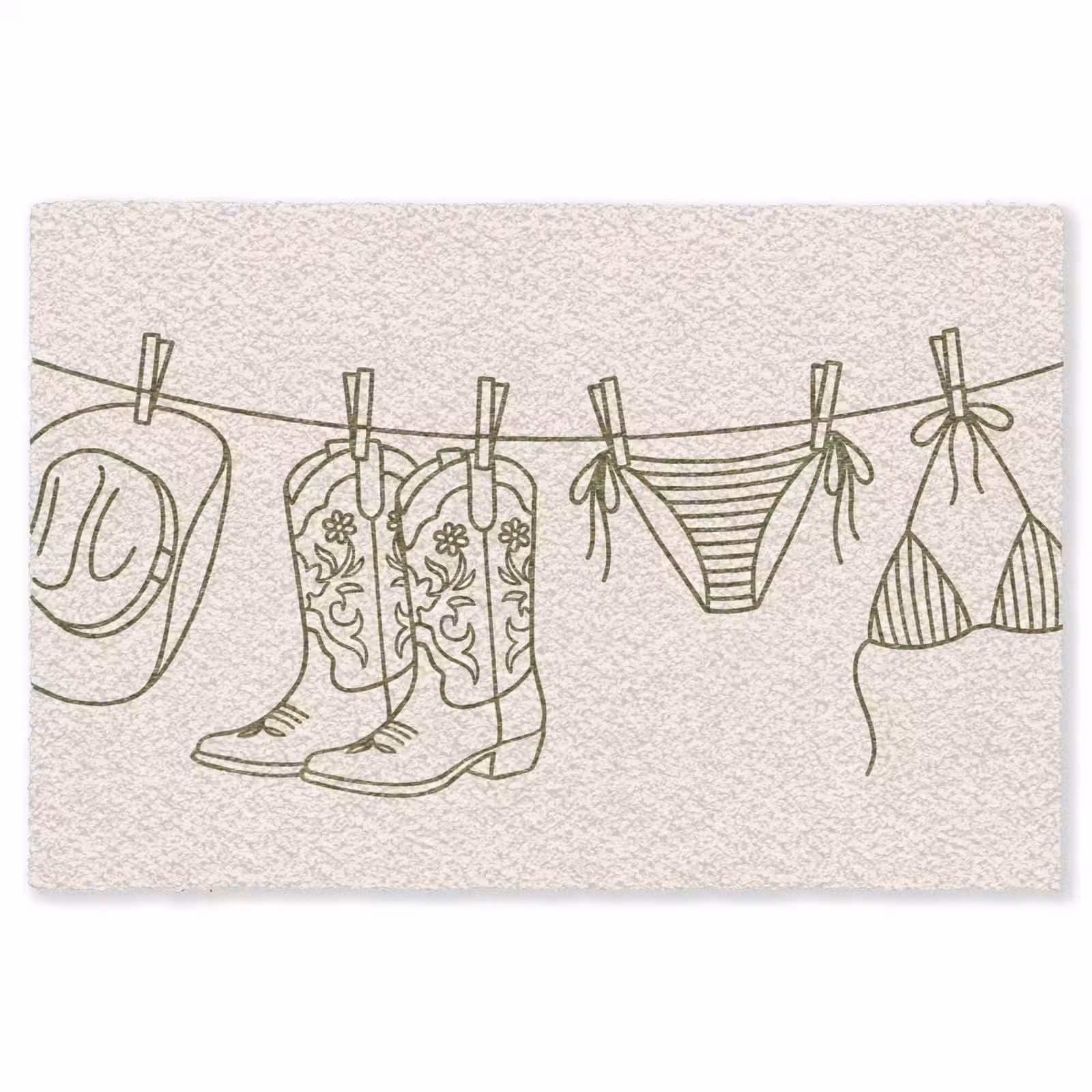 Vloerkleed - Kleding - Waslijn - Zomer - Lijntekening - Groen — 1