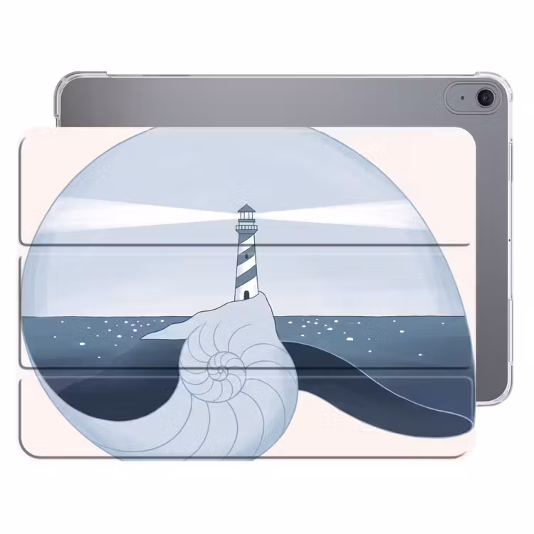 iPad hoes - Vuurtoren - Zee - Schelp - Abstract - Blauw — 1
