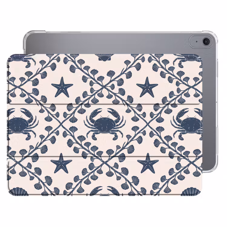 iPad hoes - Zee - Krab - Zeester - Patroon - Blauw — 1