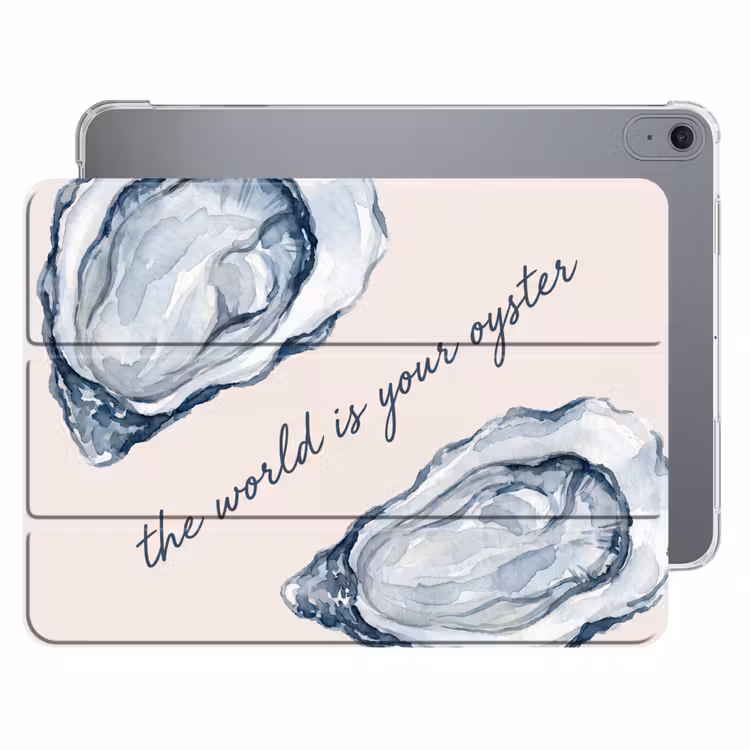 iPad hoes - Zeeleven - Oester - Aquarel - Minimalistisch - Blauw — 1
