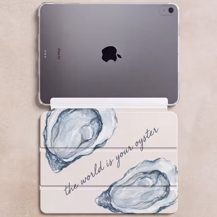iPad hoes - Zeeleven - Oester - Aquarel - Minimalistisch - Blauw — 6
