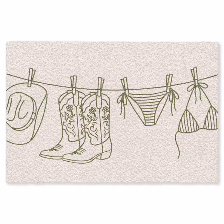 Vloerkleed - Kleding - Waslijn - Zomer - Lijntekening - Groen — 1