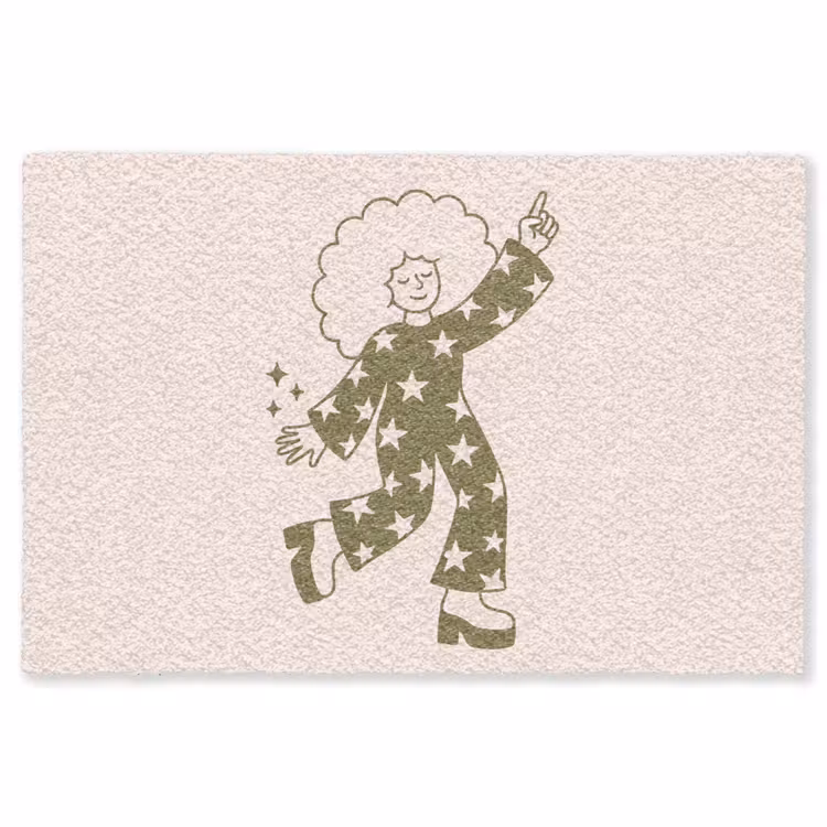 Vloerkleed - Mensen - Dansend - Feest - Vintage - Groen — 1