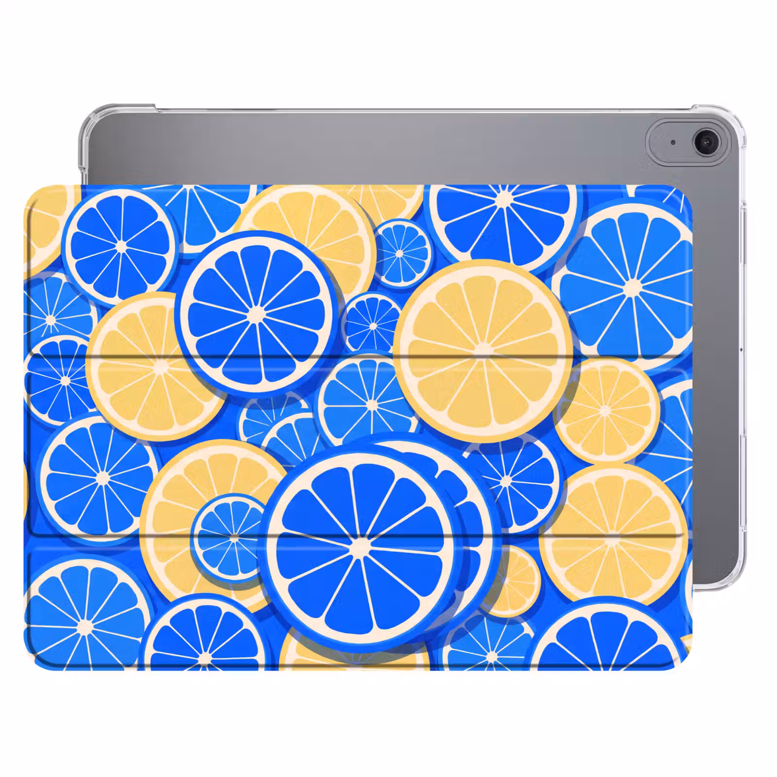 iPad hoes - Fruit - Schijven - Patroon - Modern - Blauw - Geel — 1
