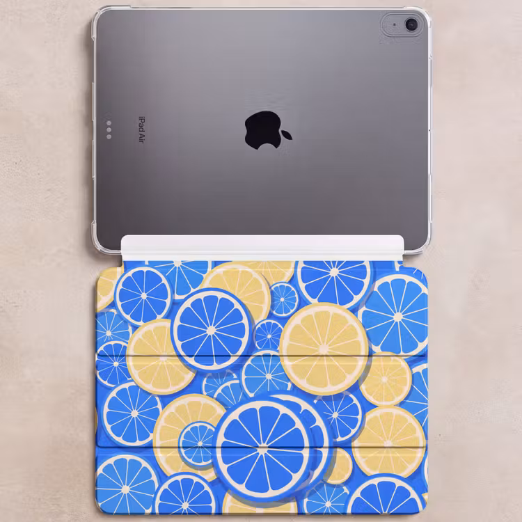 iPad hoes - Fruit - Schijven - Patroon - Modern - Blauw - Geel — 6