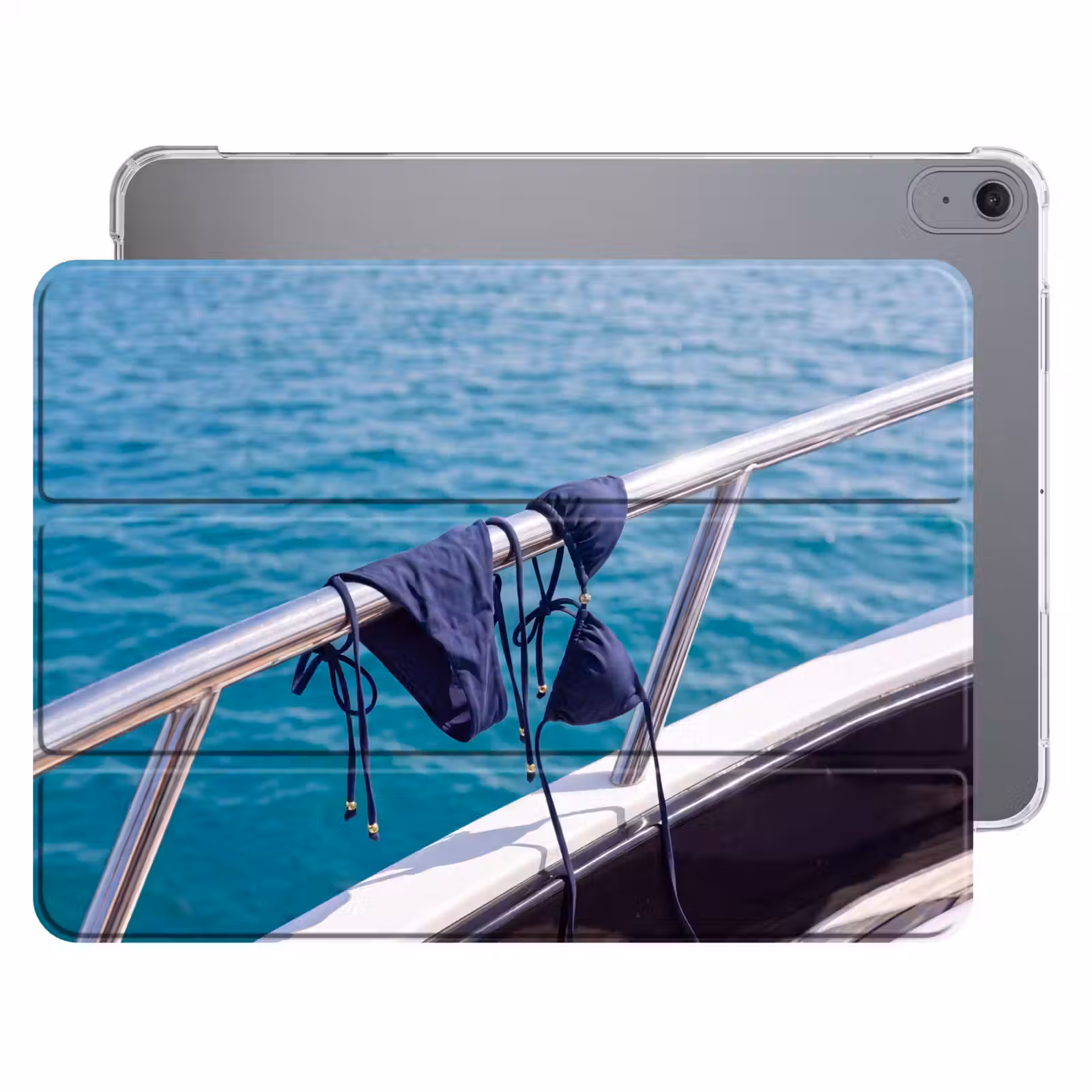 iPad hoes - Bikini - Reling - Zee - Zomer - Blauw — 1