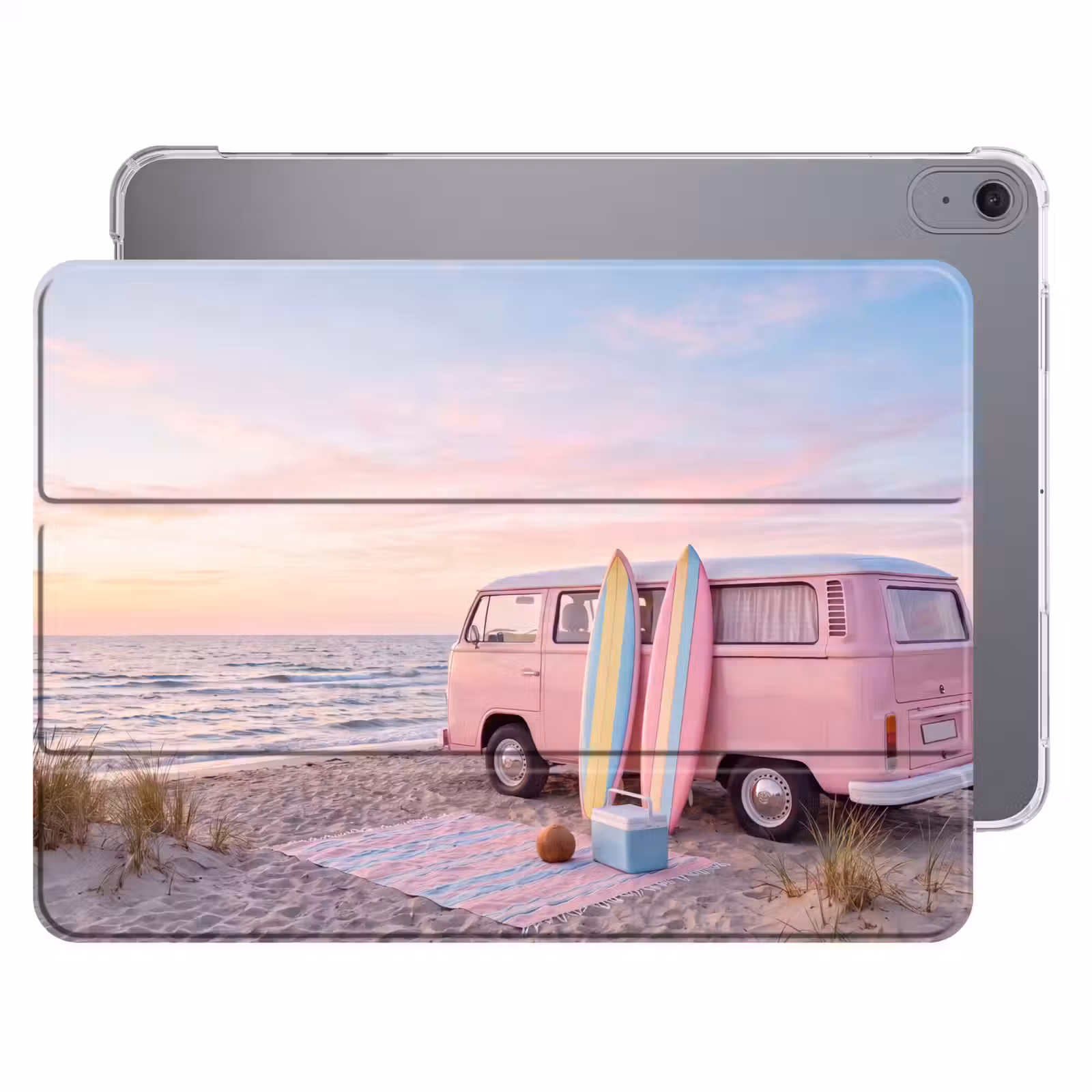 iPad hoes - Busje - Strand - Surfplank - Zomer - Roze — 1