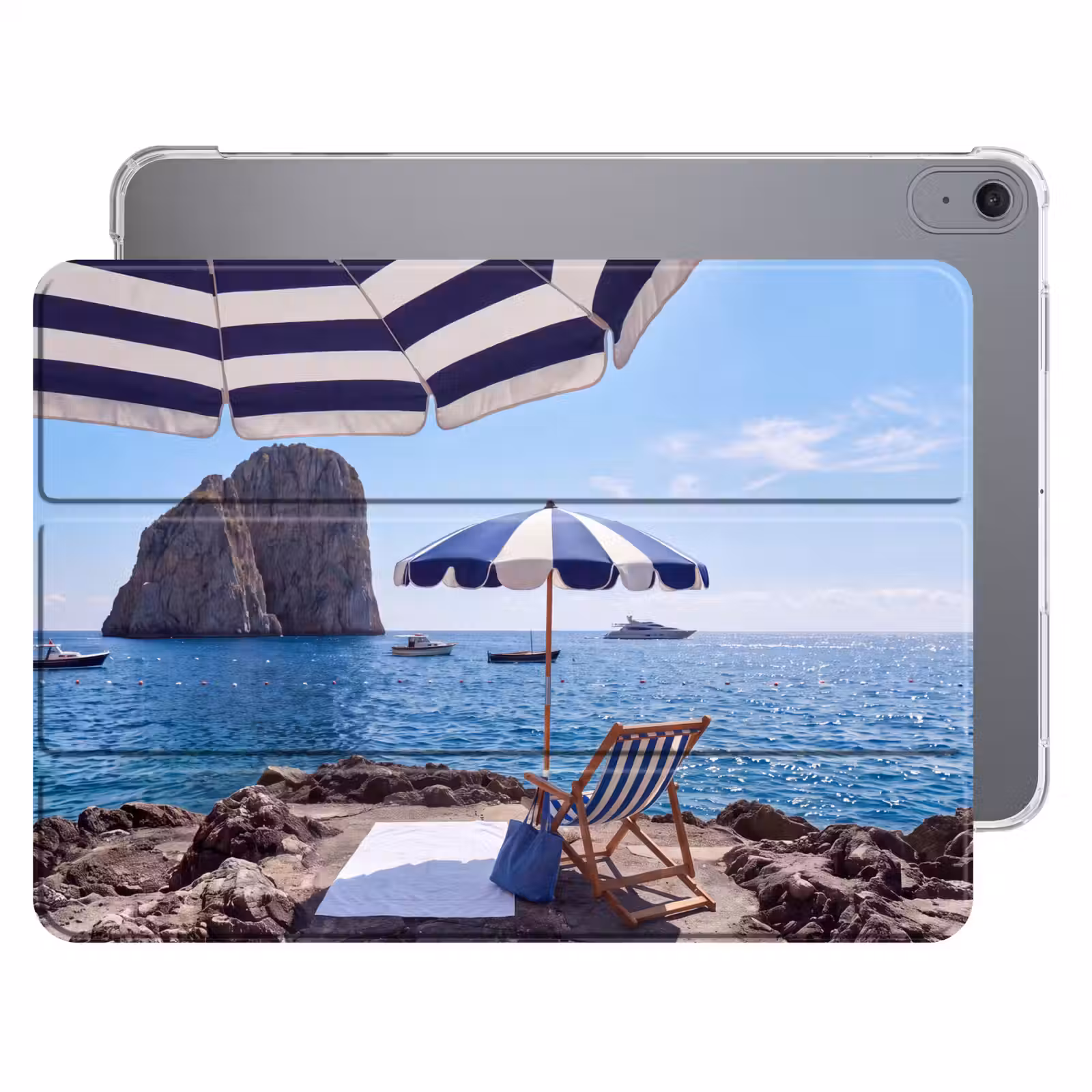 iPad hoes - Strand - Ligstoel - Parasol - Zomer - Blauw — 1