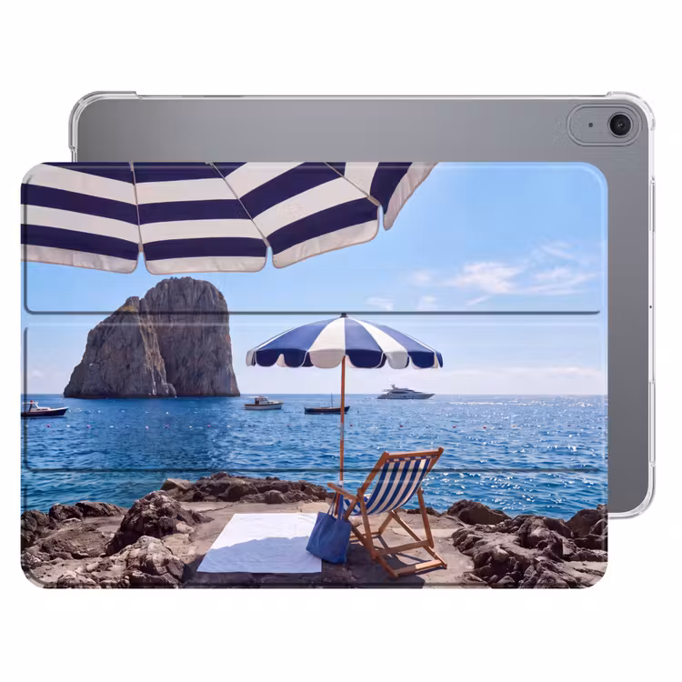 iPad hoes - Strand - Ligstoel - Parasol - Zomer - Blauw — 1