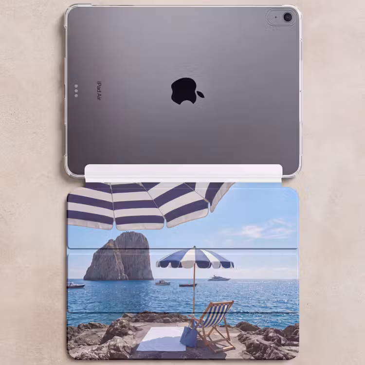 iPad hoes - Strand - Ligstoel - Parasol - Zomer - Blauw — 6