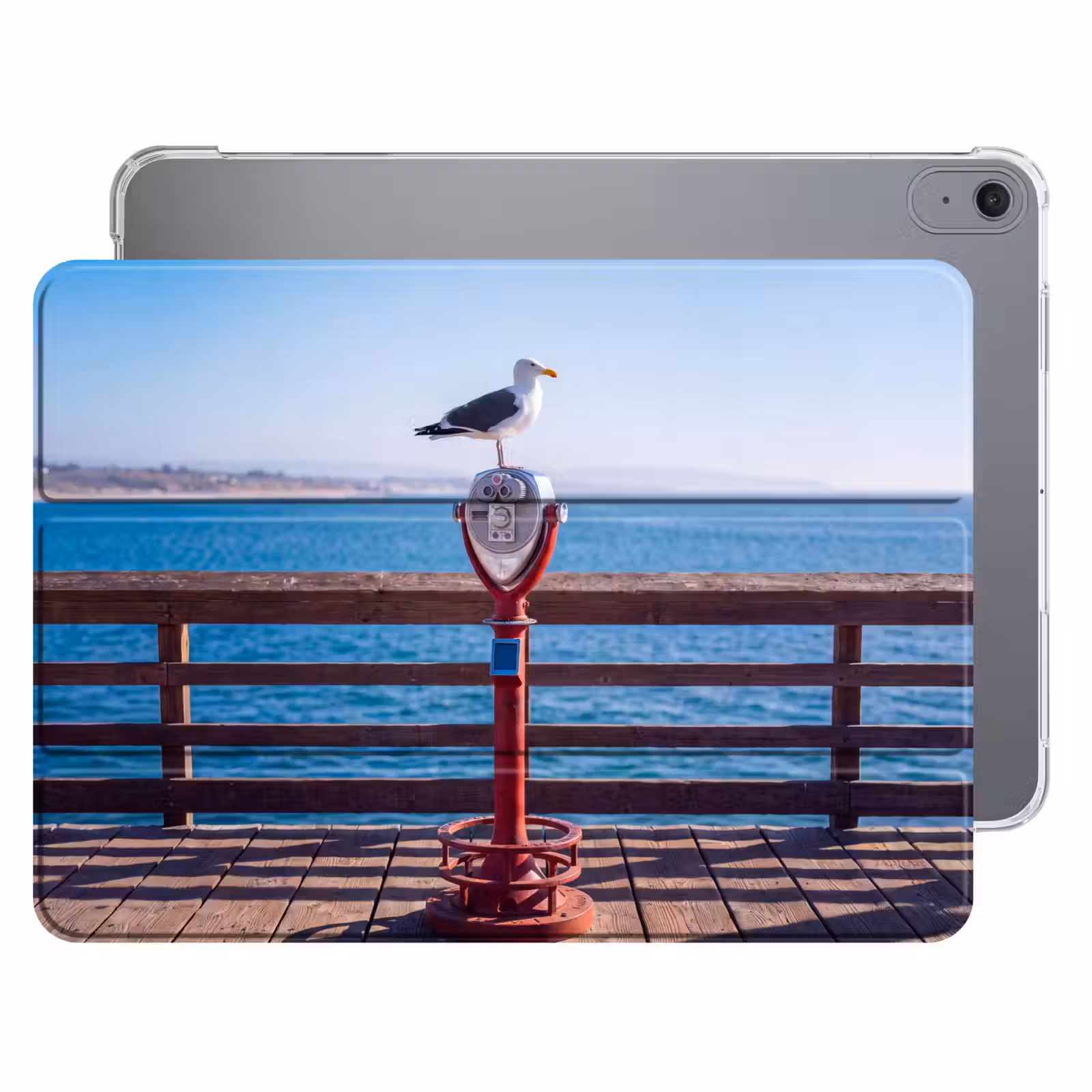 iPad hoes - Vogel - Verrekijker - Kust - Zee - Blauw — 1