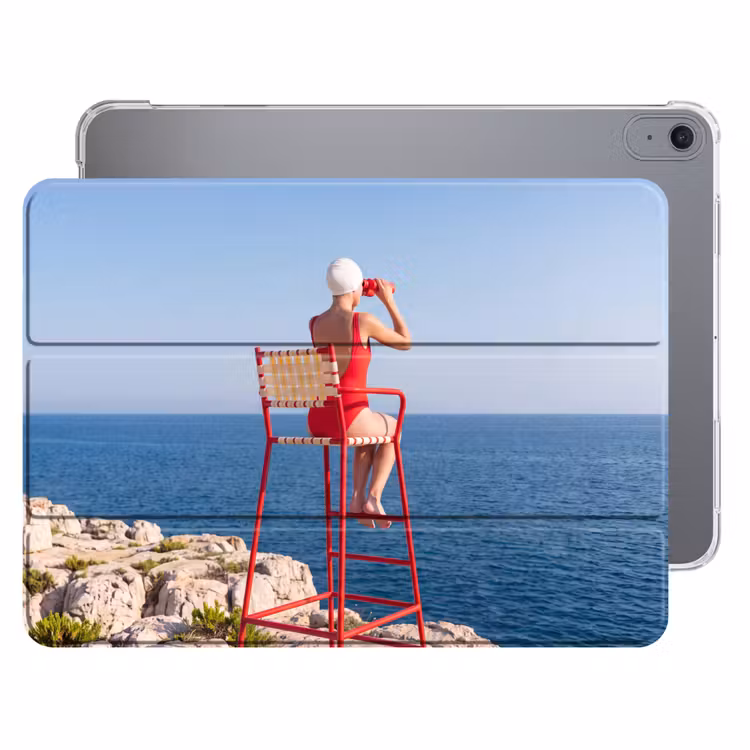 iPad hoes - Vrouw - Zee - Kust - Verrekijker - Rood — 1