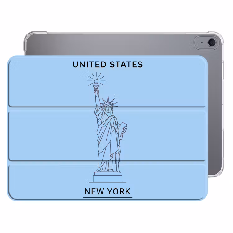 iPad hoes - Monument - Vrijheidsbeeld - New York - Minimalistisch - Blauw — 1