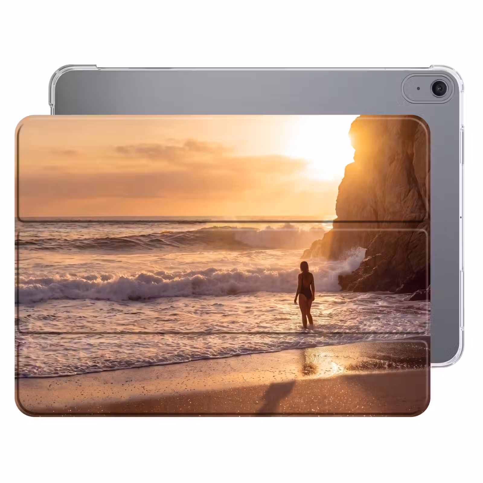 iPad hoes - Mensen - Oceaan - Zonsondergang - Kust - Goud — 1