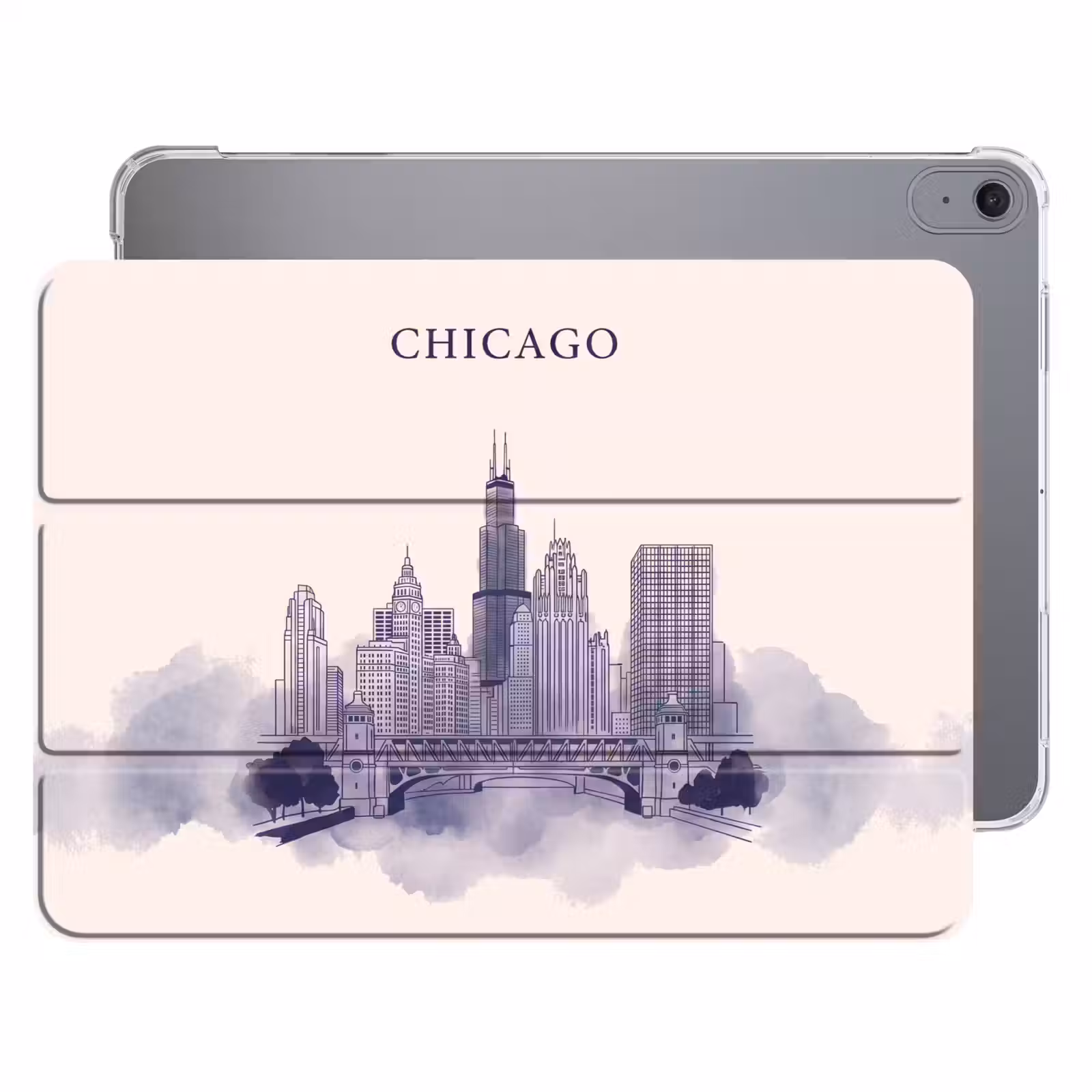 iPad hoes - Stad - Skyline - Architectuur - Lijntekening - Blauw — 1