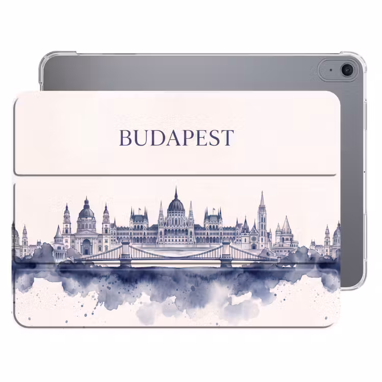 iPad hoes - Boedapest - Skyline - Architectuur - Aquarel - Blauw — 1