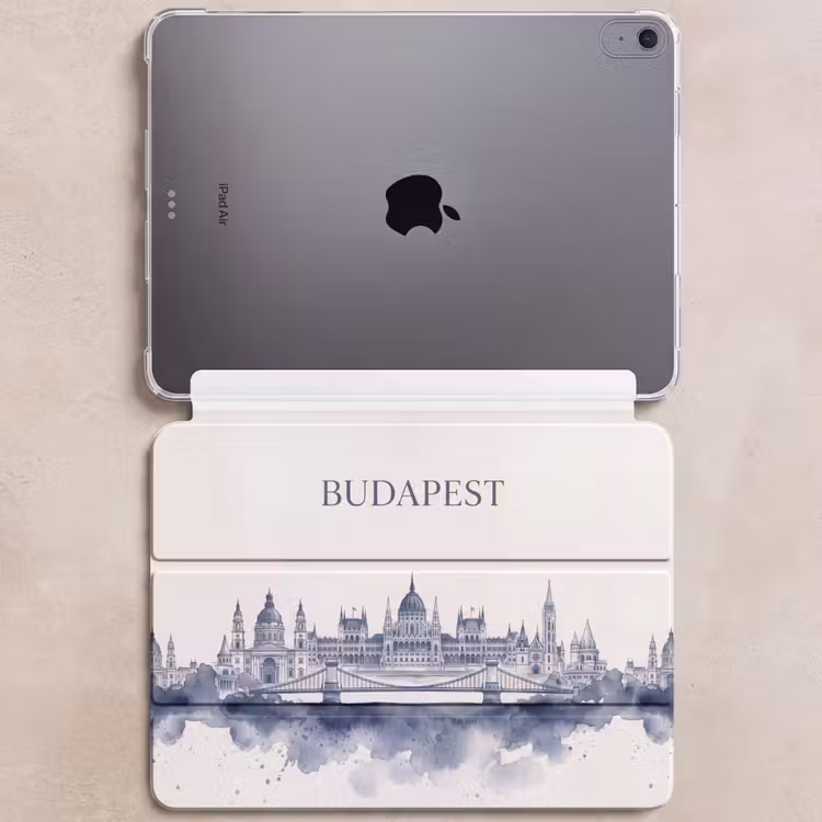 iPad hoes - Boedapest - Skyline - Architectuur - Aquarel - Blauw — 6