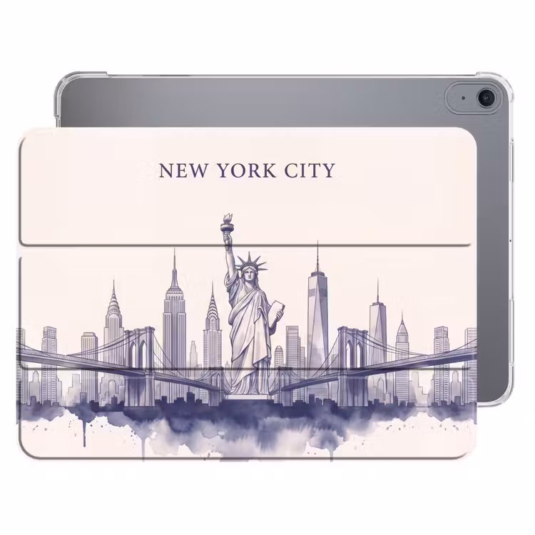 iPad hoes - New York - Vrijheidsbeeld - Skyline - Illustratie - Blauw — 1