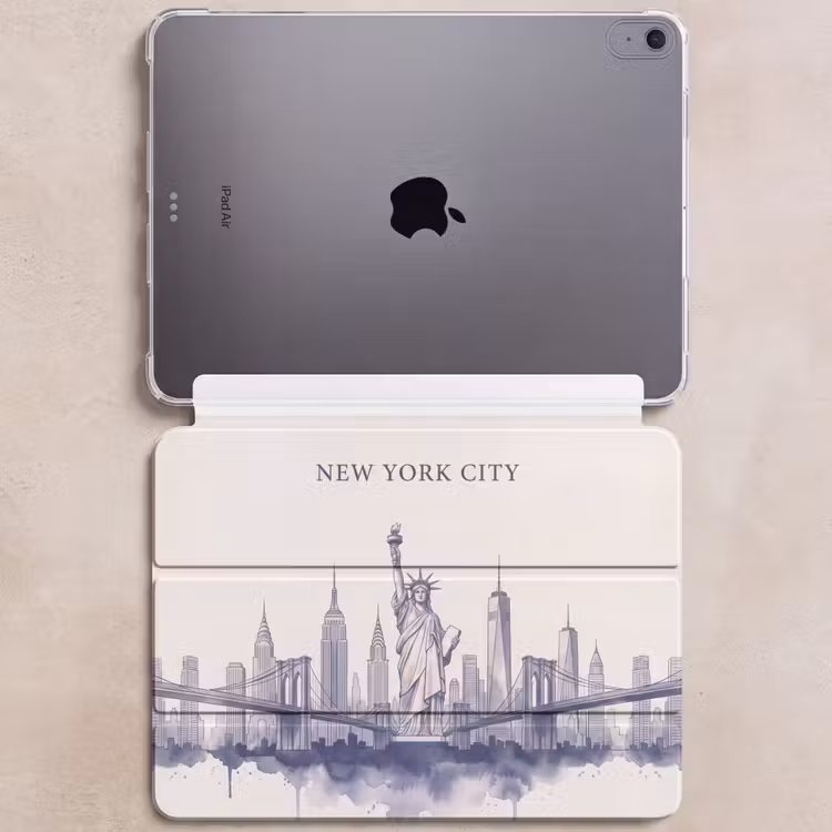 iPad hoes - New York - Vrijheidsbeeld - Skyline - Illustratie - Blauw — 6