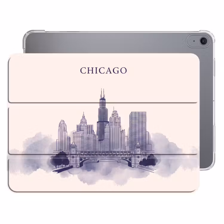 iPad hoes - Stad - Skyline - Architectuur - Lijntekening - Blauw — 1