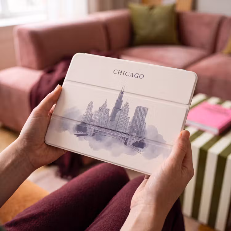 iPad hoes - Stad - Skyline - Architectuur - Lijntekening - Blauw — 4