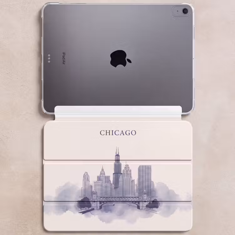 iPad hoes - Stad - Skyline - Architectuur - Lijntekening - Blauw — 6