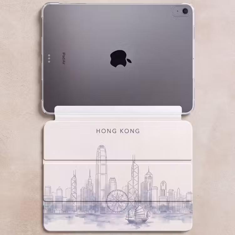 iPad hoes - Stad - Skyline - Water - Lijntekening - Blauw — 6