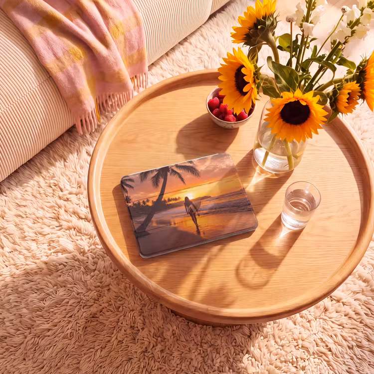 iPad hoes - Vrouw - Surfplank - Strand - Zonsondergang - Oranje — 2