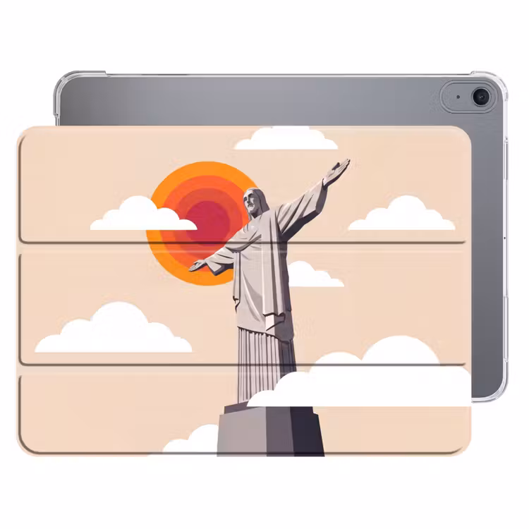 iPad hoes - Monument - Stad - Zonsondergang - Minimalistisch - Oranje — 1