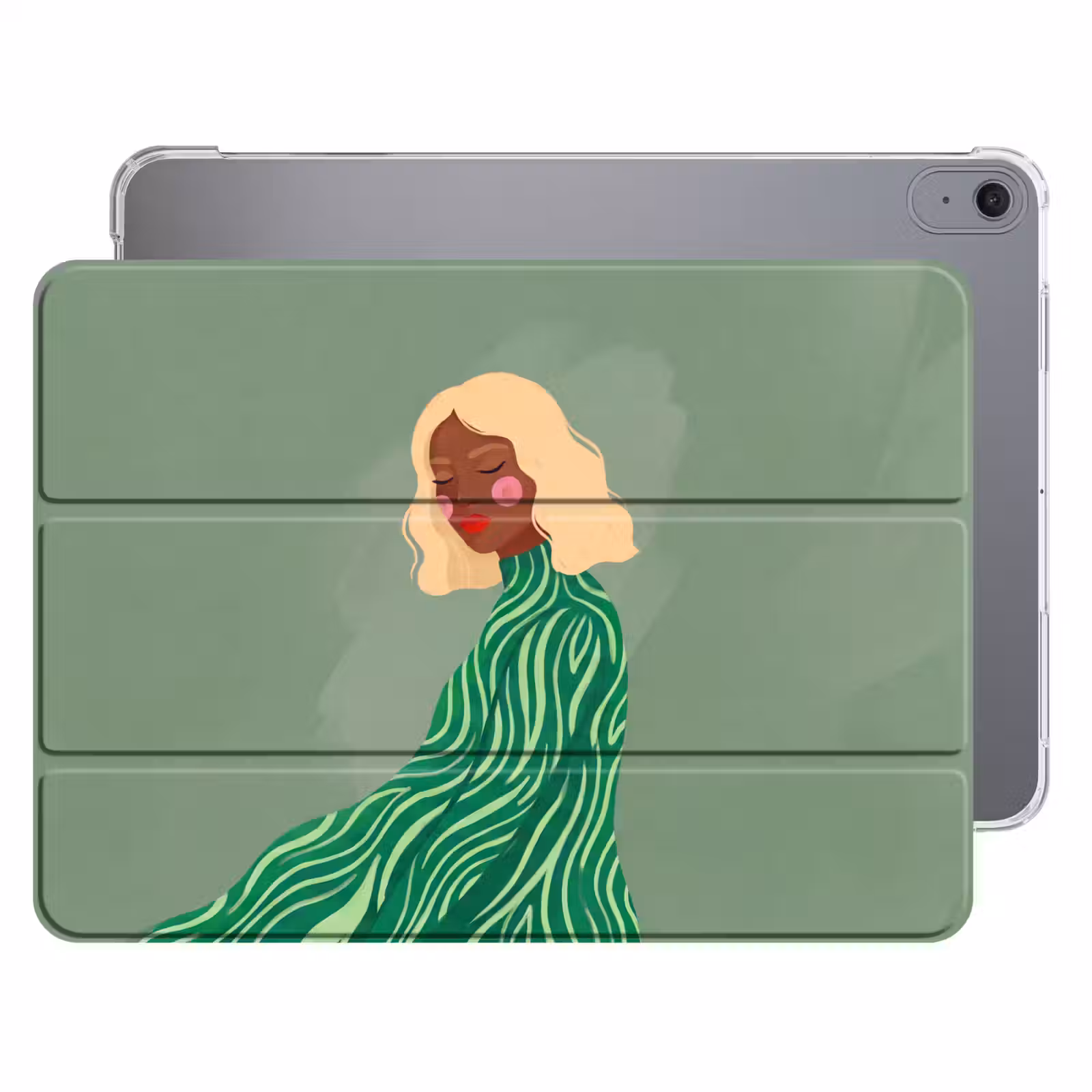 iPad hoes - Vrouw - Portret - Illustratie - Modern - Groen — 1
