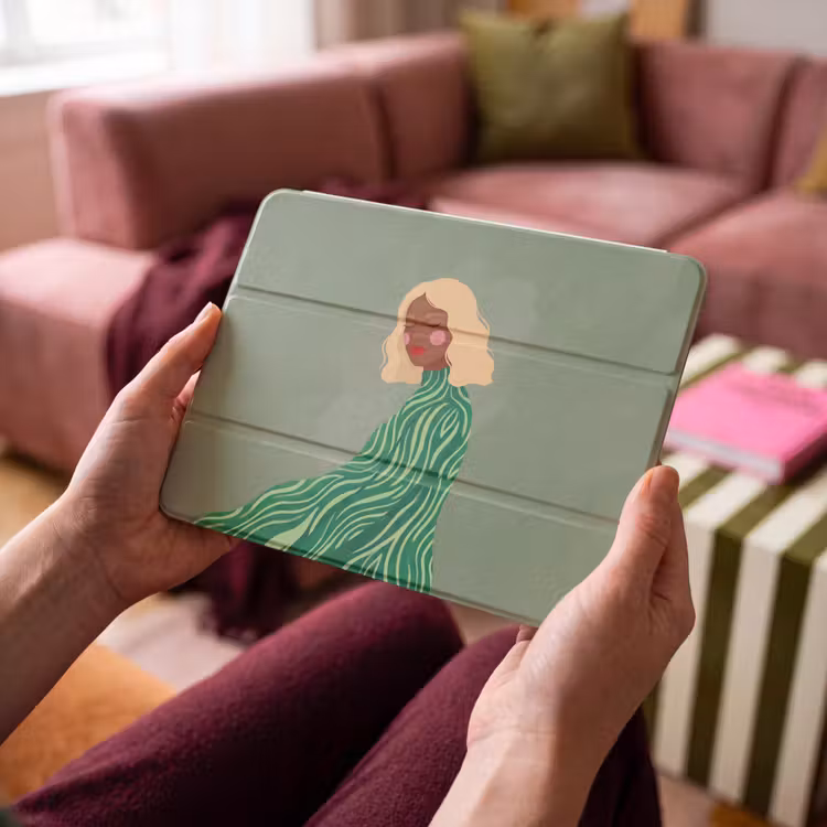 iPad hoes - Vrouw - Portret - Illustratie - Modern - Groen — 4