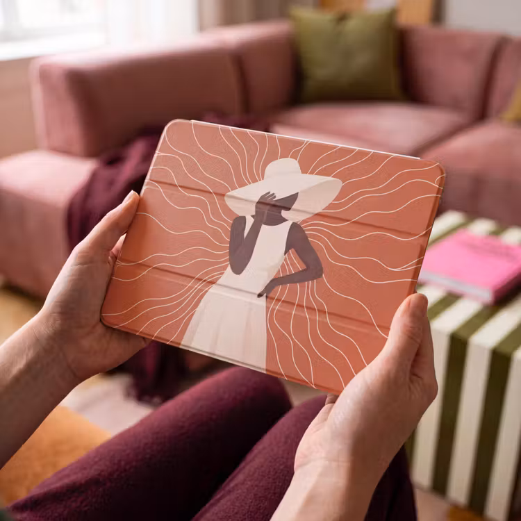 iPad hoes - Vrouw - Hoed - Portret - Modern - Beige — 4