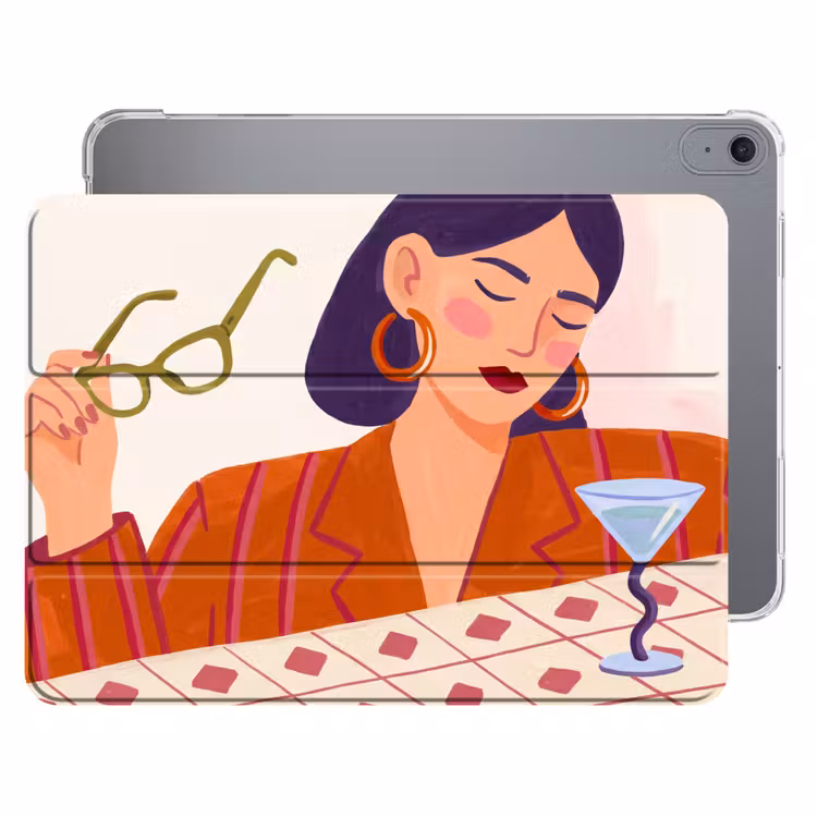iPad hoes - Vrouw - Bril - Cocktail - Illustratie - Modern — 1