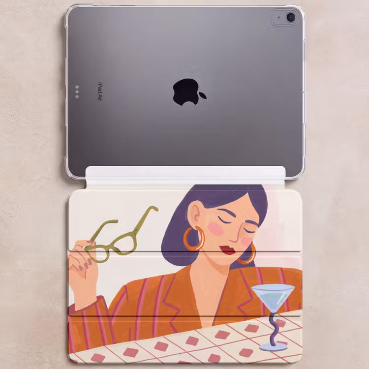 iPad hoes - Vrouw - Bril - Cocktail - Illustratie - Modern — 6
