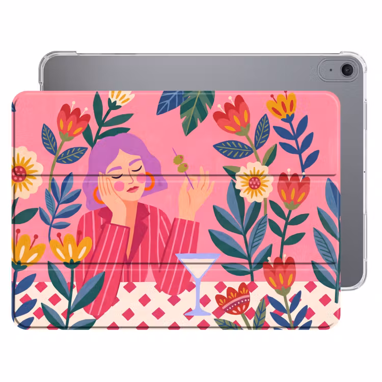 iPad hoes - Vrouw - Cocktail - Bloemen - Modern - Roze — 1