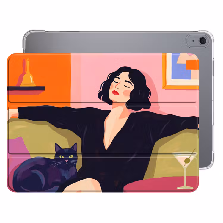 iPad hoes - Vrouw - Kat - Interieur - Modern - Kleurrijk — 1
