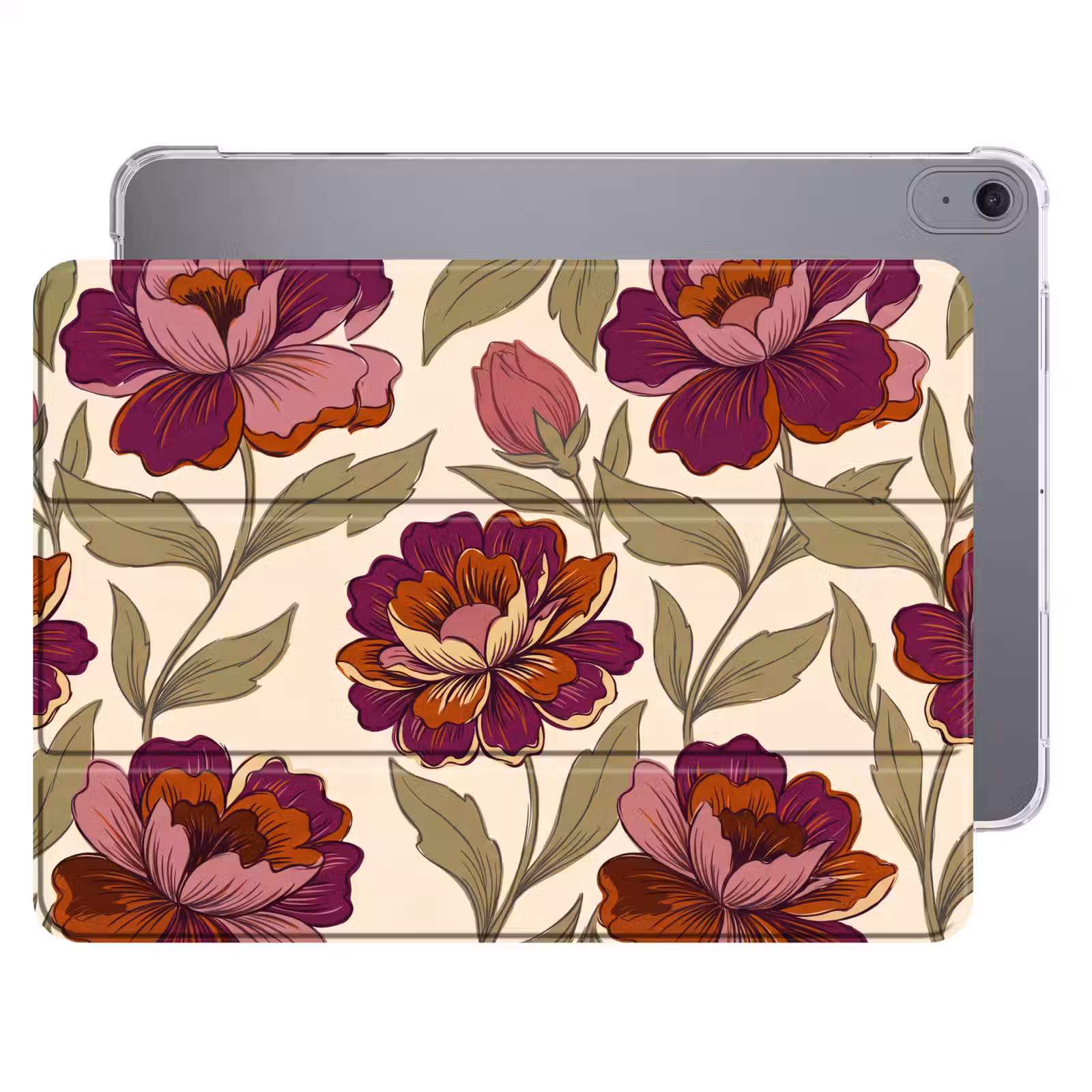 iPad hoes - Bloemen - Patroon - Natuur - Modern - Paars — 1