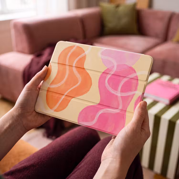 iPad hoes - Abstract - Aquarel - Organisch - Oranje - Roze — 4