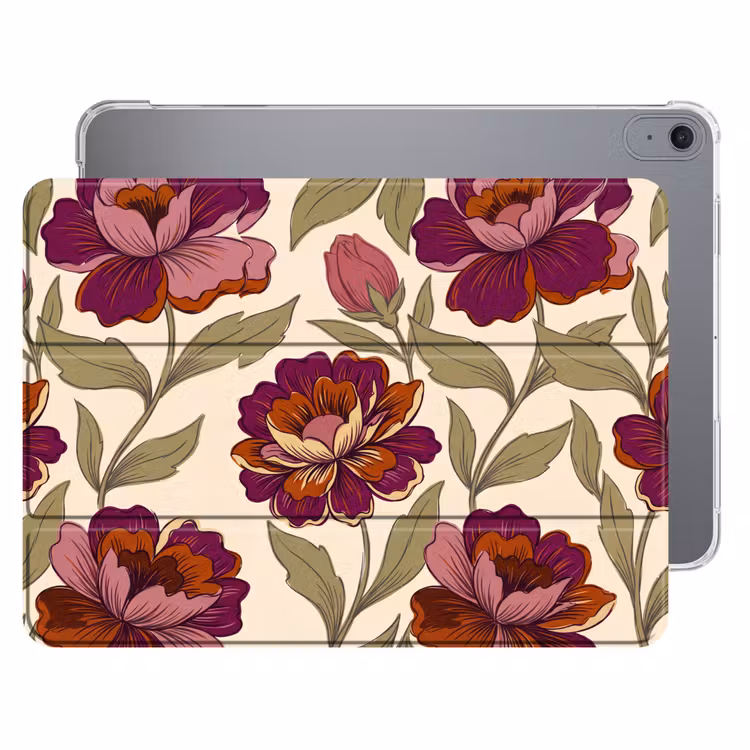 iPad hoes - Bloemen - Patroon - Natuur - Modern - Paars — 1