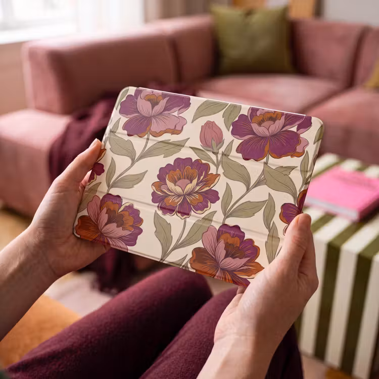 iPad hoes - Bloemen - Patroon - Natuur - Modern - Paars — 4
