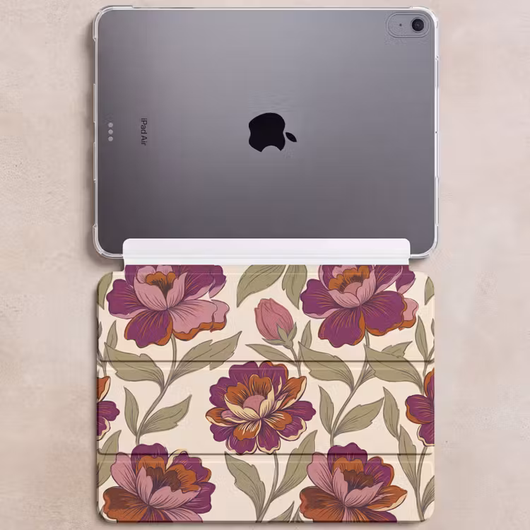 iPad hoes - Bloemen - Patroon - Natuur - Modern - Paars — 6