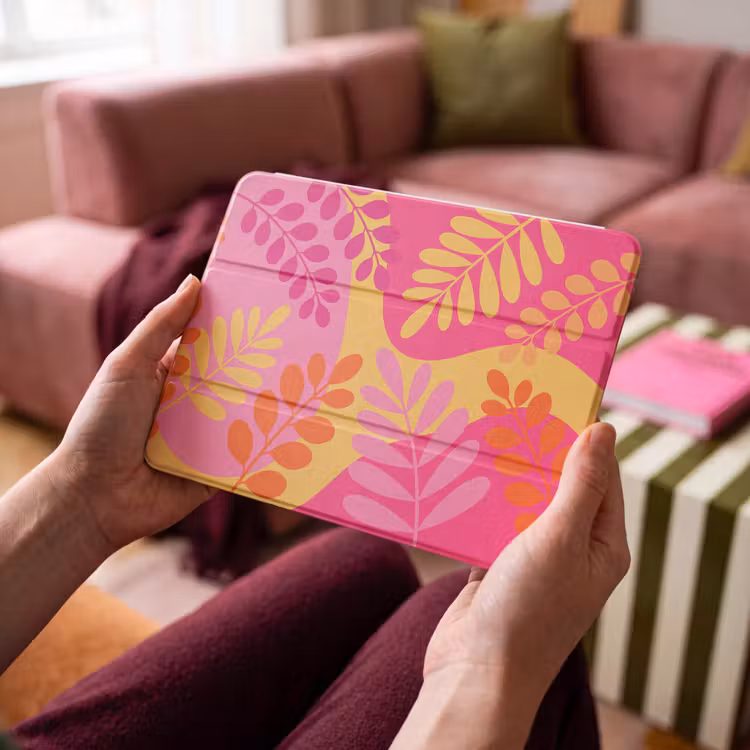 iPad hoes - Natuur - Bladeren - Abstract - Roze - Geel — 4