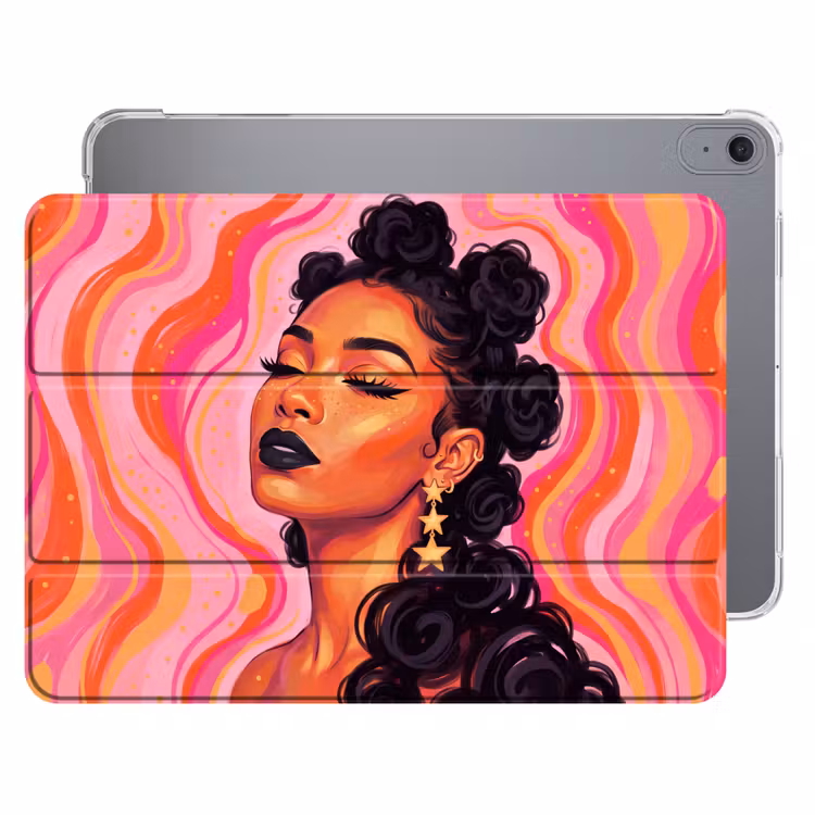 iPad hoes - Vrouw - Portret - Abstract - Kleurrijk - Roze — 1