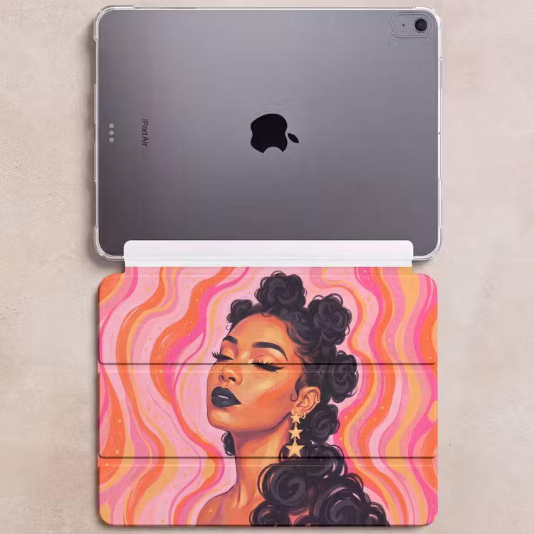 iPad hoes - Vrouw - Portret - Abstract - Kleurrijk - Roze — 6