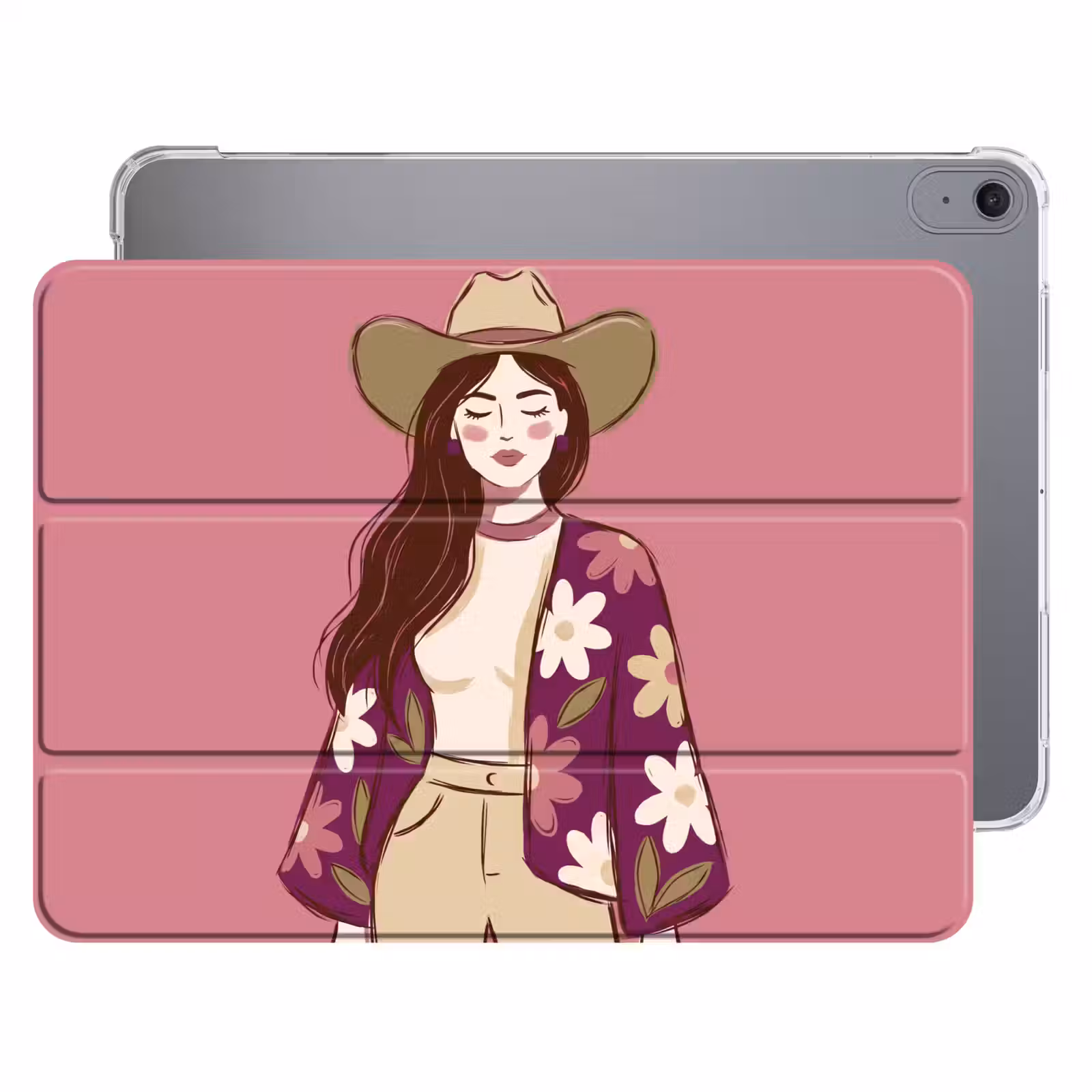 iPad hoes - Vrouw - Hoed - Portret - Illustratie - Roze — 1